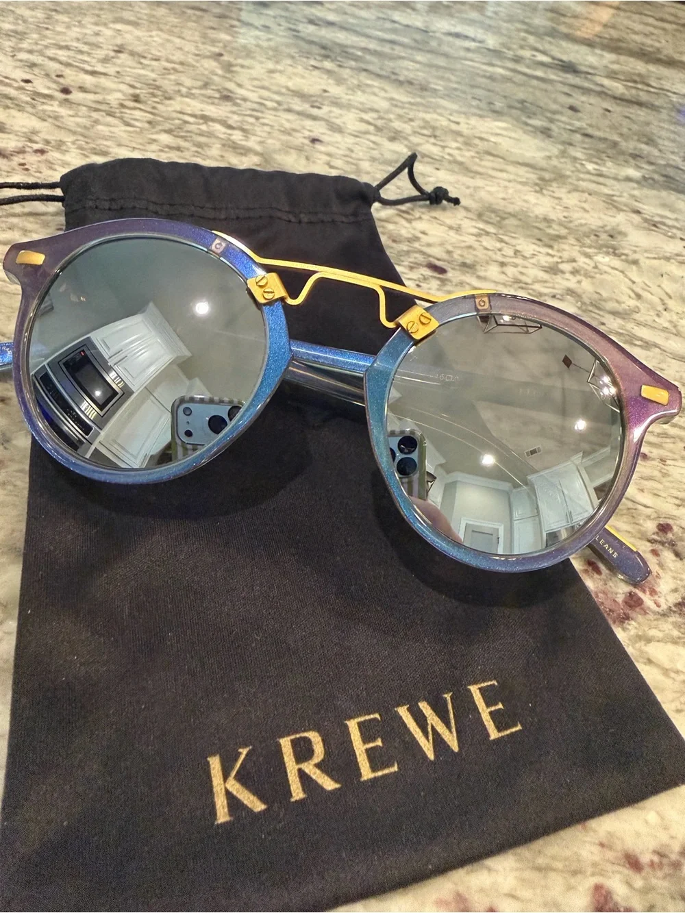 KREWE Sunglasses St. Louis Mirrored Opal 24K